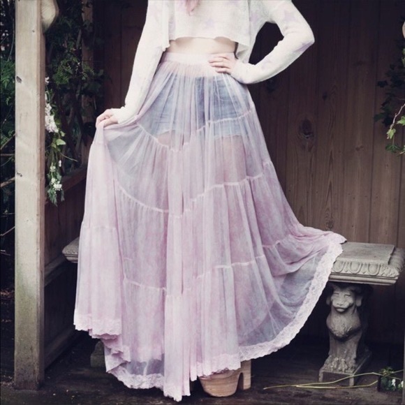 Wildfox couture pink coyote maxi sheer skirt Xs RARE - Picture 3 of 5